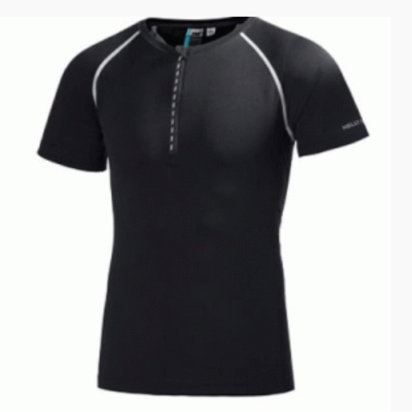 Helly Hansen Mens Black Athletic Short Sleeve Shirt.  1/4 Zip, Size Large. - Picture 1 of 12